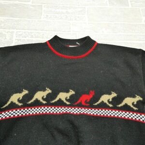 Thats Me Wool Angora Sweater Womens Medium Australian Kangaroo Print Mock Neck